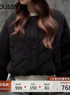 MOUSSY 2025冬季新品温柔风菱格短款棉服夹克外套女028IAC30-1126