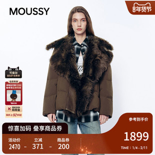 MOUSSY 2026早春新品复古风毛领鹅绒保暖短款羽绒服028JSC30-1066