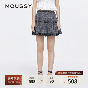甜美木耳边格子蓬蓬裙半身裙女028ISA31 新品 0008 秋季 MOUSSY