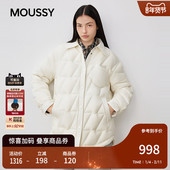 moussy秋冬新品 纯色简约翻领羽绒夹克外套女028IAC30 1003