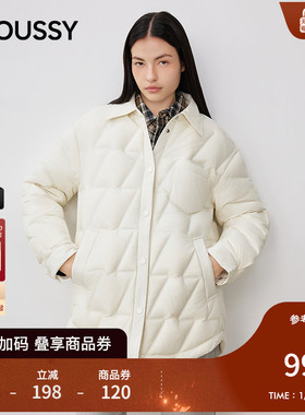 moussy2025秋冬新品纯色简约翻领羽绒夹克外套女028IAC30-1003