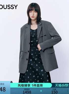 MOUSSY 2026春季新品甜酷风蝴蝶结拼接休闲西装外套028JSA30-1014
