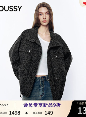 MOUSSY 2026春季新品街头复古风豹纹立领夹克外套女028JSA30-1027