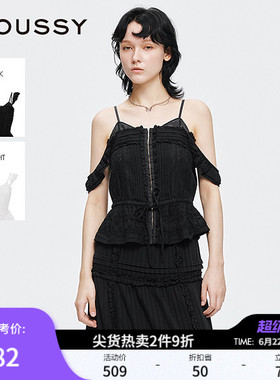 MOUSSY 早春新品甜美蝴蝶结绑带收腰吊带衬衫女028ISA30-1002