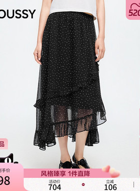 MOUSSY 2026夏季新品复古风不规则波点撞色半身裙女028JSC31-1060