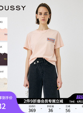 MOUSSY 早春新品美式复古做旧LOGO宽松短袖T恤010IS290-4771