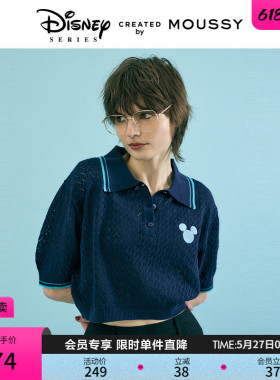 MOUSSY 夏季新品迪士尼联名刺绣POLO针织上衣女010HSL70-0100