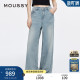 028ISA11 MOUSSY 浅蓝色水洗宽松直筒阔腿牛仔裤 新品 0005 春季