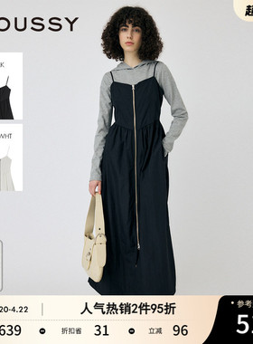 MOUSSY 春季新品机能风金属拉链开襟吊带连衣裙010IS633-4141