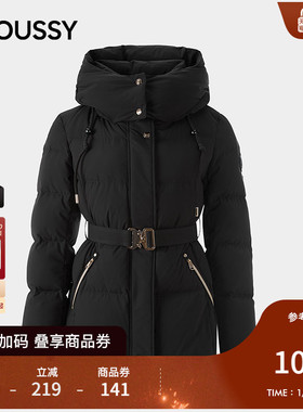 MOUSSY 2026早春新品连帽腰带收腰90保暖羽绒服女028JSC30-1048