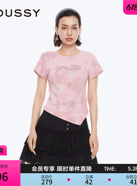 MOUSSY 早春新品美式复古辣妹晕染玫瑰短袖T恤028ISZ90-3061