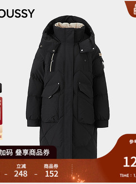 MOUSSY 2026早春新品休闲大口袋长款90连帽羽绒服女028IAB30-1116