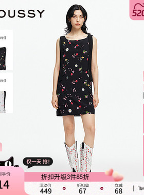 MOUSSY 夏季新品法式度假风花卉无袖飘带连衣裙028ISA33-3531