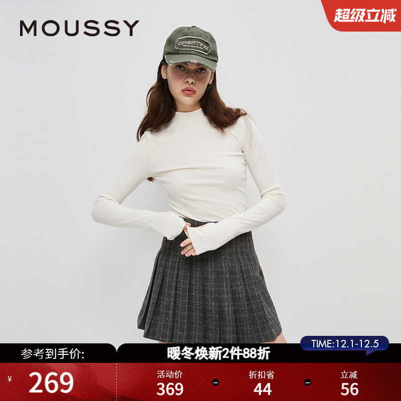纯色修身MOUSSY半高领套头