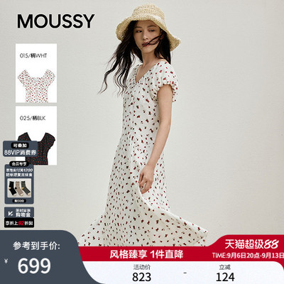 MOUSSY2026夏季新品法式海边度假碎花泡泡袖连衣裙028JSC33-1024