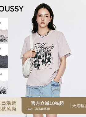 明星同款 MOUSSY 2026春季新品复古做旧印花圆领T恤028JSA90-1016