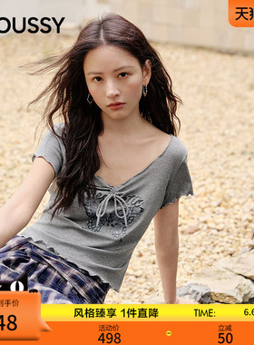 【明星同款】MOUSSY2026春季新品辣妹风蝴蝶印花T恤028JSA90-1031