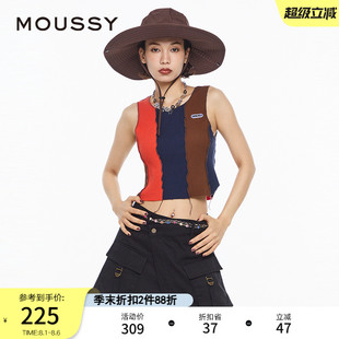 MOUSSY 0490 甜酷Y2K辣妹音樂節(jié)針織背心女010HSQ90 夏季