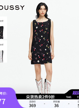 moussy 夏季新品法式度假风花卉无袖飘带连衣裙028ISA33-3531