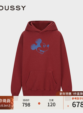MOUSSY 2025春季新品迪士尼联名新年米奇连帽卫衣女010ISY90-3481