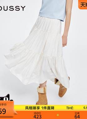 MOUSSY 春季新品文艺田园风大摆裙长款半身裙女028ISA31-3261
