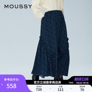 moussy春季新法式田园风碎花伞裙花边半身裙女028IAZ31-1011