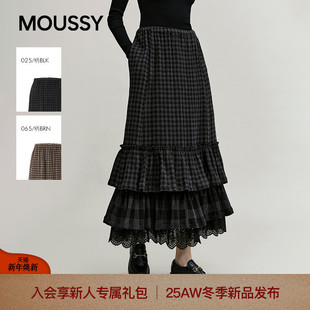 纹蕾丝拼接蛋糕裙028JSA31 复古优雅风格 1025 2026早春新品 MOUSSY