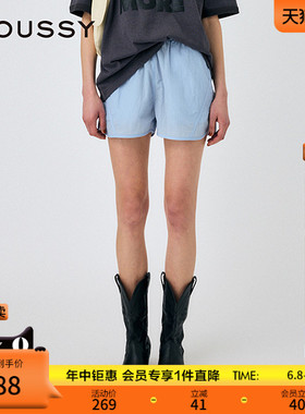 MOUSSY 2025夏季新品休闲运动户外风松紧短款休闲裤010IS631-3051