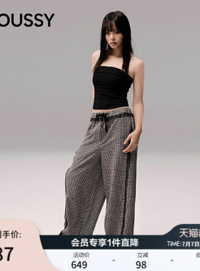 MOUSSY&Monchhichi合作款春季新品格子休闲长裤028IAA01-1014