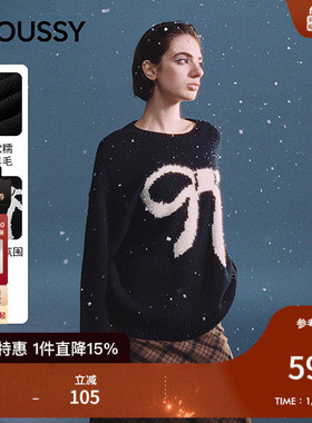 MOUSSY 2026早春新品甜美风蝴蝶结圆领套头毛针织衫028IAZ70-1061