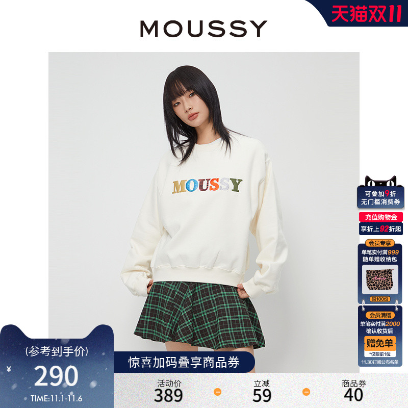 加绒MOUSSY创意LOGO刺绣休闲