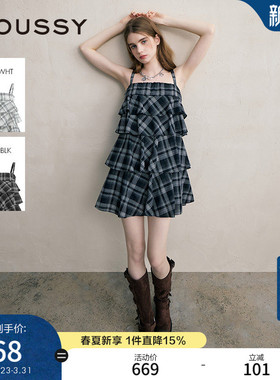 【明星同款】MOUSSY 春季文艺层次感短款吊带连衣裙028ISZ30-3041