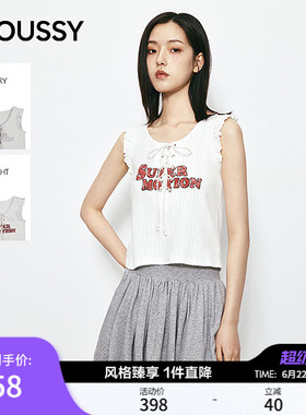 MOUSSY 2026春季新品甜美风字母印花宽松无袖背心028JSA90-1040