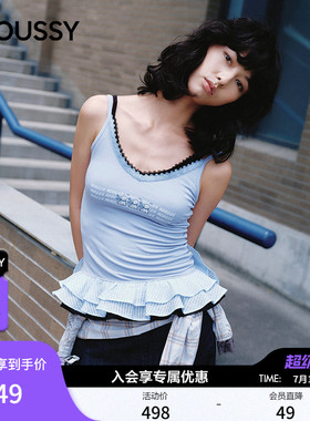 MOUSSY 潦草小狗系列2026夏季新品花边拼接吊带衫女028JSZ01-1012