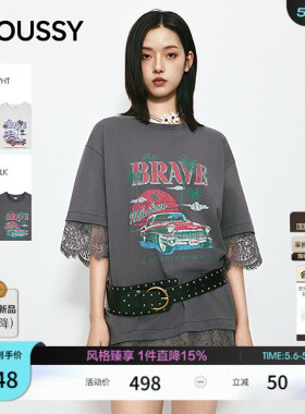 MOUSSY2026夏季新品慵懒风复古印花oversize短袖T恤028JSA90-1036