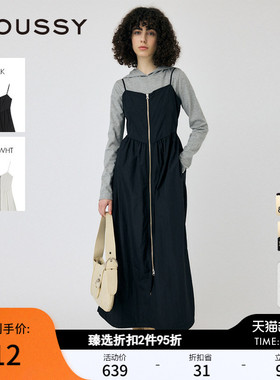MOUSSY 春季新品机能风金属拉链开襟吊带连衣裙010IS633-4141