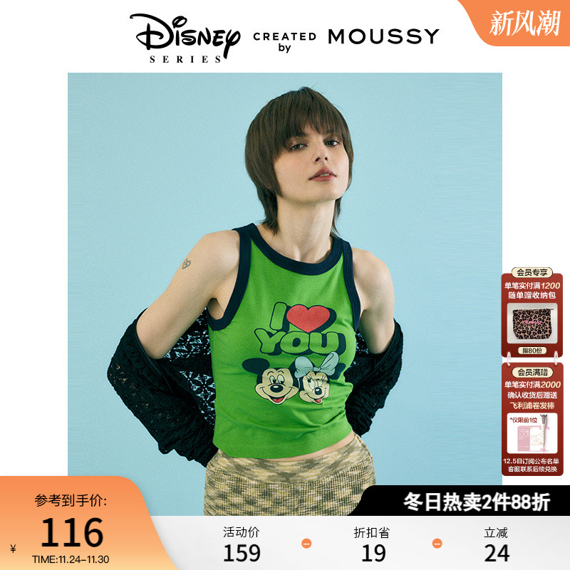 MOUSSY甜辣迪士尼印花TANK背心