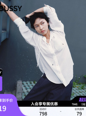 MOUSSY 潦草小狗系列2026夏季新品休闲连帽印花衬衫028JSZ01-1016
