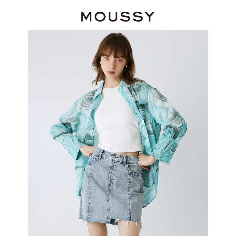 moussy大理石花纹OVERSIZE衬衫