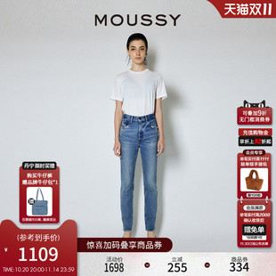 2700 女010GAA12 MOUSSY 复古休闲风水洗磨损设计铅笔牛仔裤