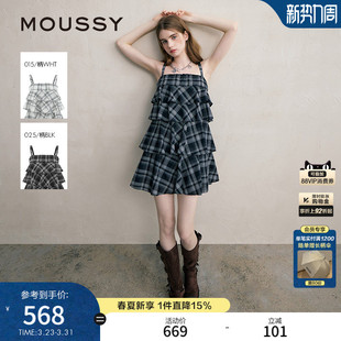 明星同款 吊带连衣裙028ISZ30 MOUSSY 文艺层次感短款 3041 春季