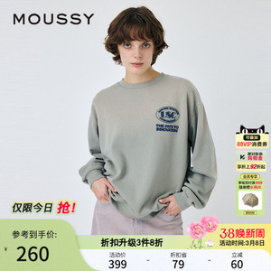 MOUSSY 春季新品创新之路宽松圆领做旧套头卫衣010ISL90-0871