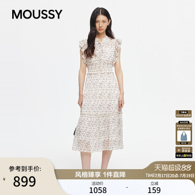 MOUSSY2026夏季新品法式田园碎花气质无袖连衣裙028JSC33-1033