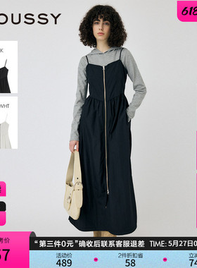 MOUSSY 春季新品机能风金属拉链开襟吊带连衣裙010IS633-4141
