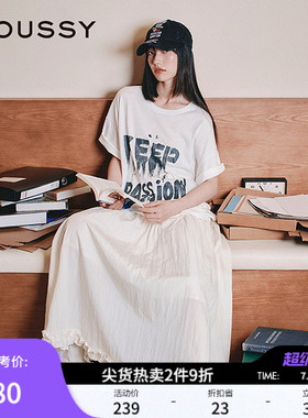 MOUSSY 早春潮流涂鸦风字母印花宽松短袖T恤028IAA90-1002