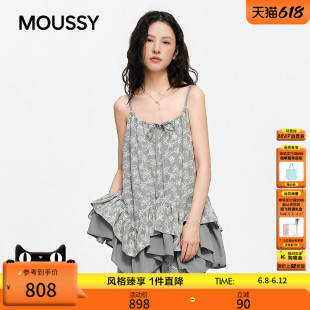 MOUSSY 2026夏季新品法式度假风不规则荷叶边吊带衫028JSA30-1084