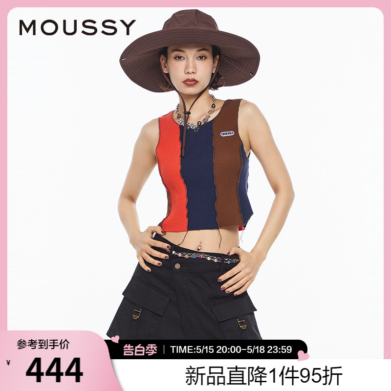 MOUSSY 2024夏季新品甜酷Y2K辣妹音乐节针织背心女010HSQ90-0490 女装/女士精品 背心吊带 原图主图