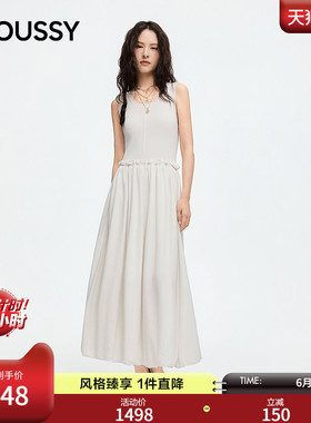 MOUSSY 2026夏季新品日系文艺风拼接抽褶背心连衣裙031JSZ83-1001