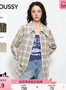MOUSSY 2026夏季新品美式复古风撞色格纹长袖衬衫女028JSA30-1057