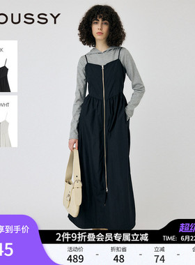 MOUSSY 春季新品机能风金属拉链开襟吊带连衣裙010IS633-4141